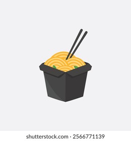 Vector ramen illustration in black pot