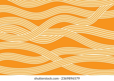 Vector ramen fondo de pasta. Banner naranja abstracto de fideos, patrón ondulado. Spaghetti backdrop.