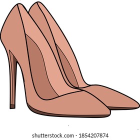 Vector rancangan sepatu wanita warna cokelat
