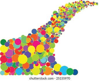 Vector - Random, colorful bubbles with cheerful yellow outlines flowing on a white background