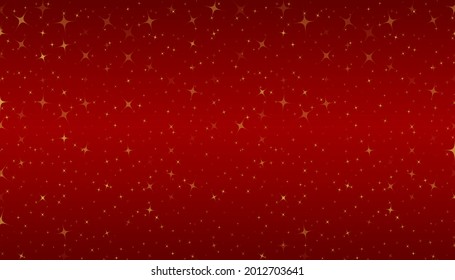 Vektorgrafik zufälliger Golden Tinkle kleine Sterne auf rotem Farbverlauf-Hintergrund. Verwenden Sie für Feiertage, Feste, Dekorationselemente oder Vorlage.