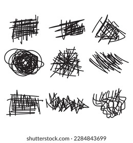 vector random pen sketch sribbles set