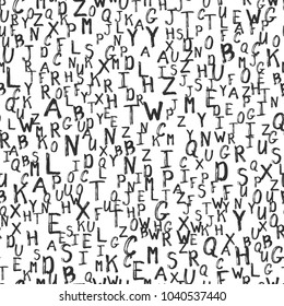 Vector random seamless pattern grunge letters. Can be used for textiles, wallpaper and wrapping paper