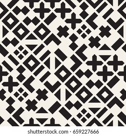 Vector random shapes seamless pattern. Modern stylish irregular texture. Repeating chaotic tiles with geometric minimalistic elements.