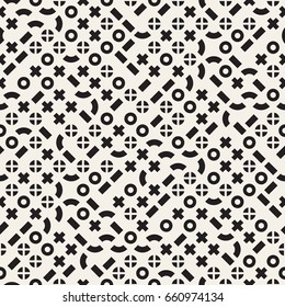 Vector random shapes seamless pattern. Modern stylish irregular texture. Repeating chaotic tiles with geometric minimalistic elements.