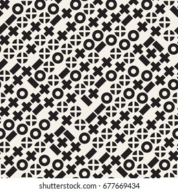 Vector random shapes seamless pattern. Modern stylish irregular texture. Repeating chaotic tiles with geometric minimalistic elements.