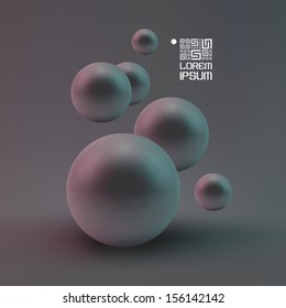 Vector random spheres background. 3D vector illustration.