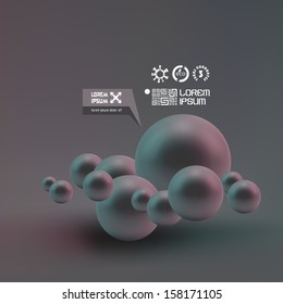 Vector random spheres background. 3D vector illustration. 