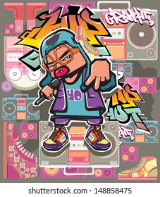 personaje de graffiti de hip hop vectorial 