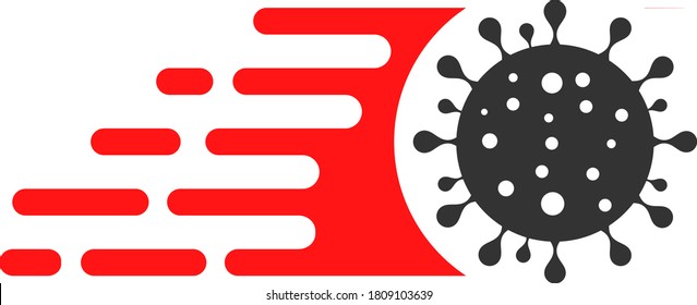 Icono plano del coronavirus rápido vector. El estilo de pictograma vectorial es un símbolo plano icono rápido de coronavirus en un fondo blanco.