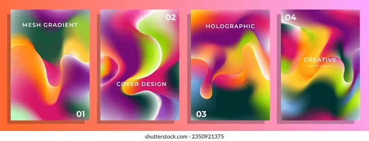 a vector rapsody holographic mesh gardient cover design, use for poster, flyer, cover album, book, magazine, catalog, ppt, etc.