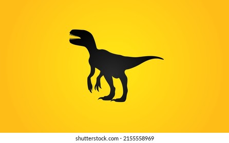 Vector raptor dinosaur. Black dinosaur silhouette isolated. Prehistoric wildlife. Ancient lizard icon. Jurassic logo. T-rex body symbol