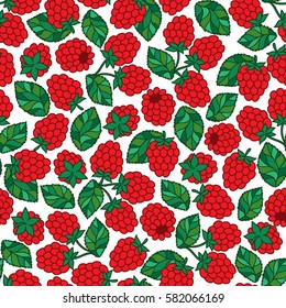 Vector raspberry seamless pattern. Background design for tea, juice, natural cosmetics, candy and bakery with raspberry filling, farmers market, health care products. Best for textile,wrapping paper.