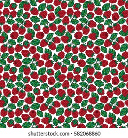 Vector raspberry seamless pattern. Background design for tea, juice, natural cosmetics, candy and bakery with raspberry filling, farmers market, health care products. Best for textile,wrapping paper.