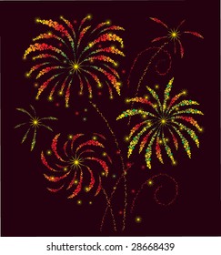 VECTOR / Rasta Firework on Fourth of July or New Year's Eve greetings card