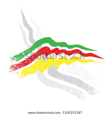 Vector Rastafarian Flag Banner Wave Smoke Grunge Logo Icon Brand Symbol Sign Shape Corporate Identity Professional Business Company