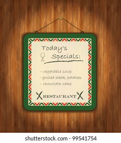 vector raster blackboard wooden paper green frame menu