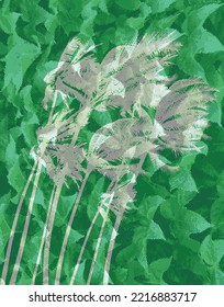 ilustración vectorial de palmeras en fuerte viento huracán