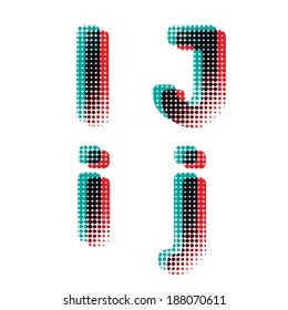 Vector raster polka dot spotted alphabet letters