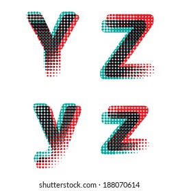 Vector raster polka dot spotted alphabet letters