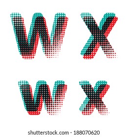 Vector raster polka dot spotted alphabet letters