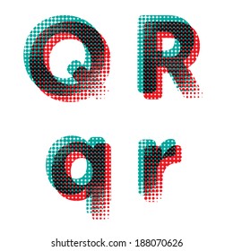 Vector raster polka dot spotted alphabet letters