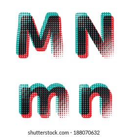 Vector raster polka dot spotted alphabet type letters
