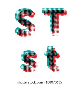 Vector raster polka dot spotted alphabet letters
