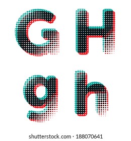 Vector raster polka dot spotted alphabet letters
