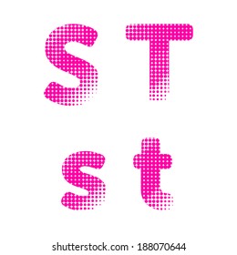 Vector raster polka dot spotted alphabet letters