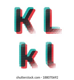 Vector raster polka dot spotted alphabet letters