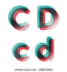 Vector raster polka dot spotted alphabet letters