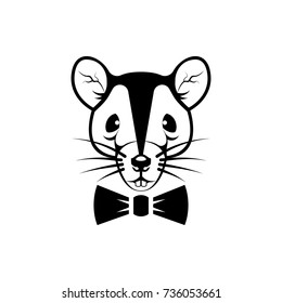 Vector rat head, face  for retro logos, emblems, badges, labels template and t-shirt vintage design element. Isolated on white background