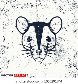 Vector rat head on grunge background