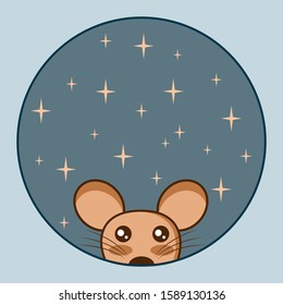 Vector rat icon. round sticker. year of the rat.