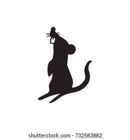 vector rat or mouse in silhouette 