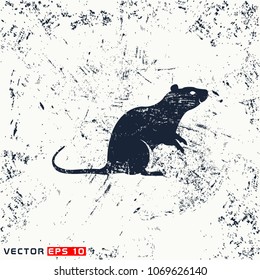 Vector rat silhouette on grunge background