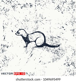 Vector rat silhouette view side on grunge background