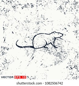 Vector rat silhouette view side on grunge background