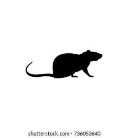 Vector rat silhouette view side for retro logos, emblems, badges, labels template vintage design element. Isolated on white background