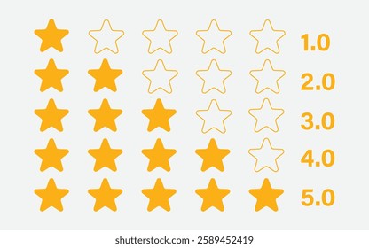 Vector Rating 5 Star review isolated on white