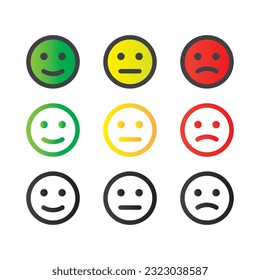 Vector rating emotion faces sad happy mood icons emoji icons satisfaction level feedback illustration premium design vector eps10