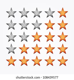 Vector rating stars. Orange and gray