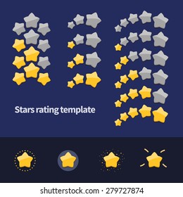 Vector rating template. Three and five stars achievement icons and elements.