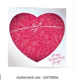 Vector ratro Valentine's heart with floral ornamental motive.