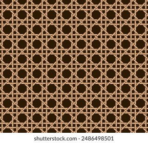 Vector rattan cane bamboo basketwork seamless background pattern texture