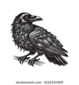 Vector raven black and white art 