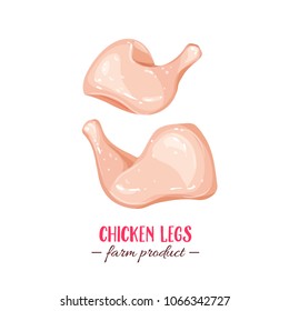 Vector raw chicken legs . Icon meat birds for design farm product and market.