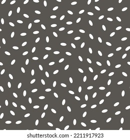 Vector raw faceted rice grains icon seamless pattern. Asian white seeds cooking illustration. Cute cartoon food.