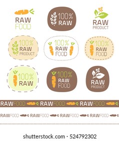 vector raw product cute sign set